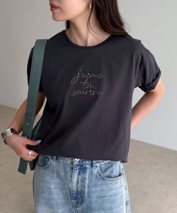 FREDY & GLOSTER(フレディ アンド グロスター) パールロゴシルケット半袖Tシャツ