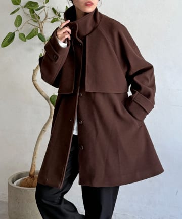 CPCM(シーピーシーエム) ケープ付き軽量メルトンミドルコート