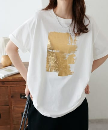 DISCOAT(ディスコート) 【きらっと映える/ユニセックス】ハクグラフィックTシャツ