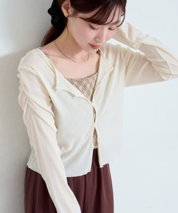 Kastane(カスタネ) 【WEB先行/2サイズ展開】ストライプベロアフロッキー2wayカーディガン