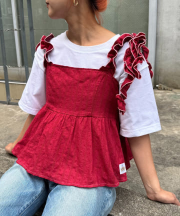 【HELLO.SANFRANCISCO/ハローサンフランシスコ】ドビードットフリルキャミビスチェ