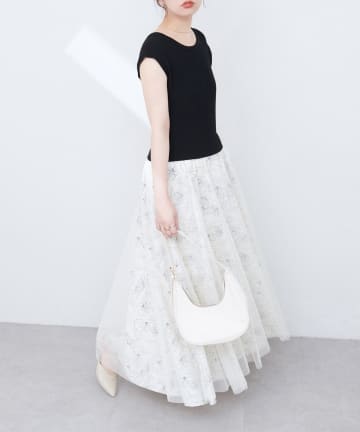 NICE CLAUP / OLIVE des OLIVE OUTLET(ナイスクラップ  / オリーブ デ オリーブ アウトレット) 【natural couture】ニット×チュールドッキングワンピース