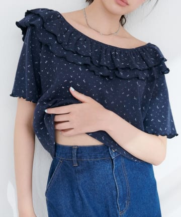 NICE CLAUP / OLIVE des OLIVE OUTLET(ナイスクラップ  / オリーブ デ オリーブ アウトレット) 【natural couture】ワッフルフリルtops