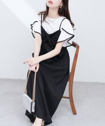 NICE CLAUP / OLIVE des OLIVE OUTLET(ナイスクラップ  / オリーブ デ オリーブ アウトレット) 【natural couture】osonoリネン混ねじりキャミワンピース