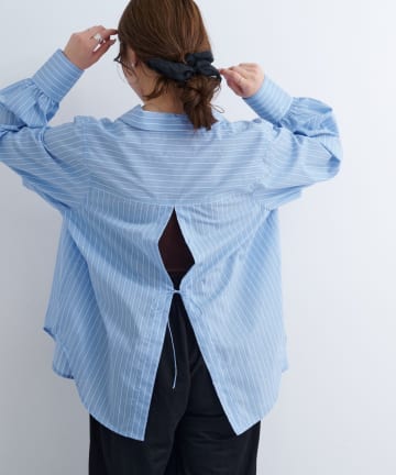 Kastane(カスタネ) 【S.Mサイズ展開】B バックリボンストライプシャツ