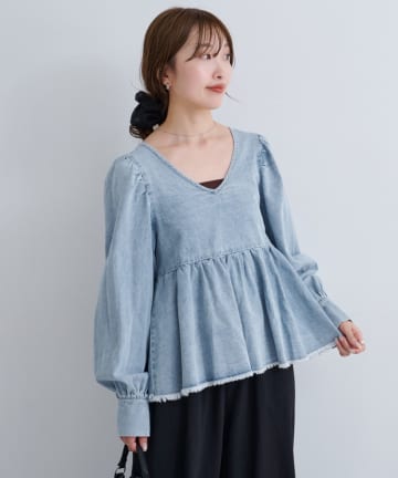 Kastane(カスタネ) 【S.Mサイズ展開】B デニム2WAYブラウス