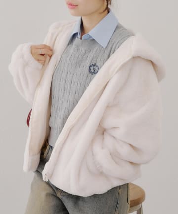 Remind me and forever(リマインドミーアンドフォーエバー) ファーボリュームフードパーカー