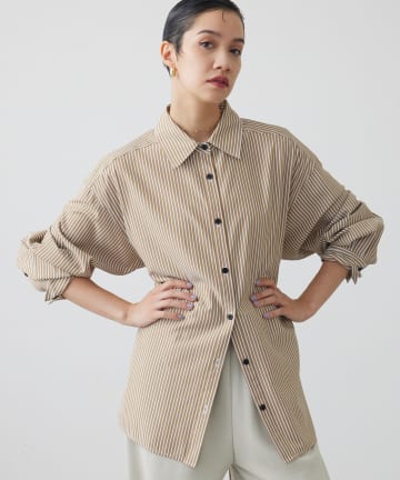 Whim Gazette(ウィム ガゼット) 【THE PAUSE】ストライプシェイプシャツ