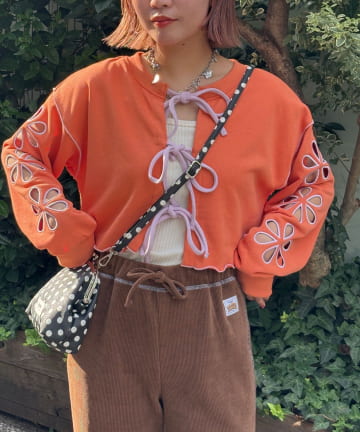 CIAOPANIC(チャオパニック) 【HELLO.SANFRANCISCO/ハローサンフランシスコ】2WAYフラワーカットスウェットカーデ