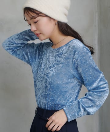 Kastane(カスタネ) 【新色追加/7色展開】スタッズベロアプルオーバー