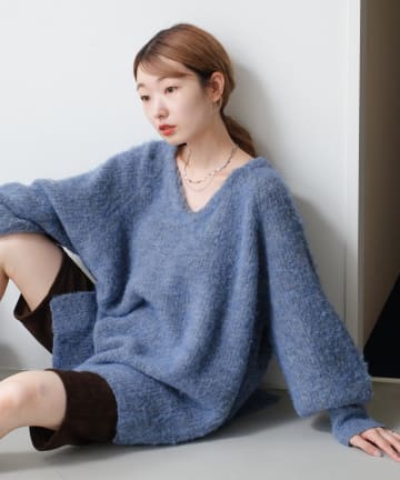 Kastane(カスタネ) 【WEB先行/前後2WAY/2025AW】メランジVあきニットプルオーバー
