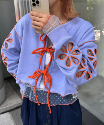 CIAOPANIC TYPY(チャオパニックティピー) 【HELLO.SANFRANCISCO/ハローサンフランシスコ】2WAYフラワーカットスウェットカーデ