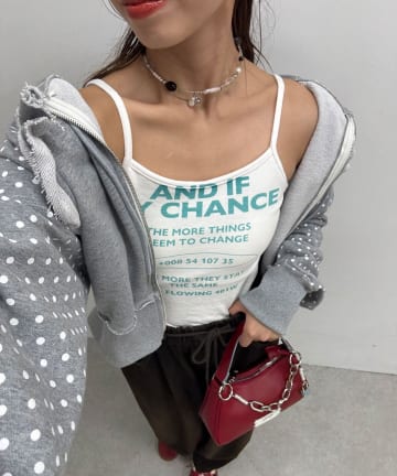 CIAOPANIC(チャオパニック) カップ付きメッセージロゴキャミソール