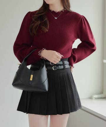 Remind me and forever(リマインドミーアンドフォーエバー) 配色メローパワショルリブニット