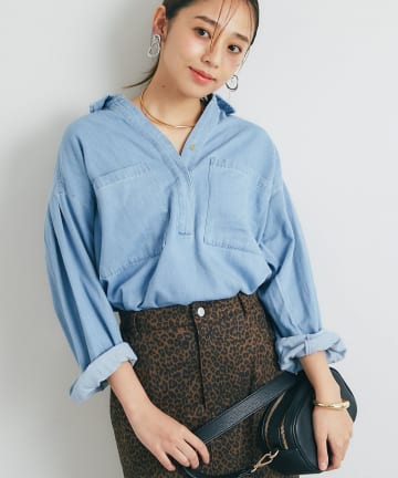 un dix cors(アンディコール) 《こなれカジュアルに◎》ライトデニムスキッパーシャツ