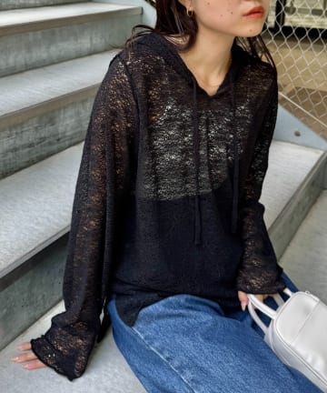 CIAOPANIC TYPY(チャオパニックティピー) 【秋冬のレイヤードに！】スキッパーレースフーディー