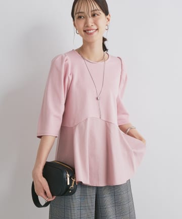 un dix cors(アンディコール) 《大人可愛い雰囲気に◎》異素材切替フレアプルオーバー