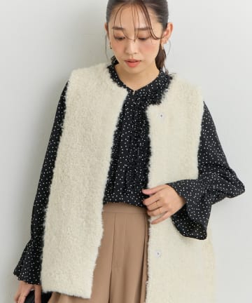 un dix cors(アンディコール) 《大人エレガントなムードに》フロントフリルジョーゼットブラウス