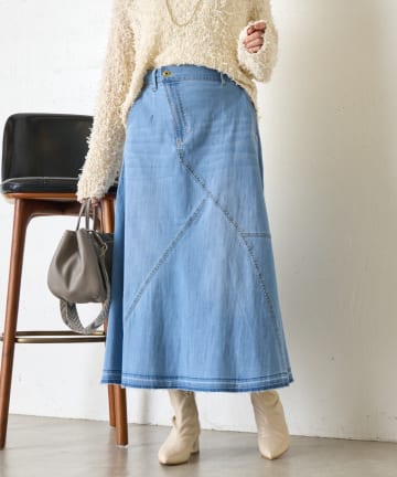 Jena　espace merveilleux(ジェナ　エスパスメルヴェイユ) 【腰・お尻周りカバー／オールシーズン活躍】デニム切替フレアスカート