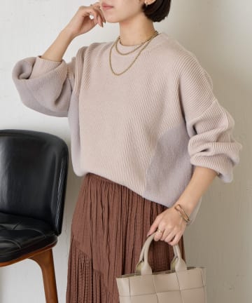 Jena　espace merveilleux(ジェナ　エスパスメルヴェイユ) 異素材配色ニット