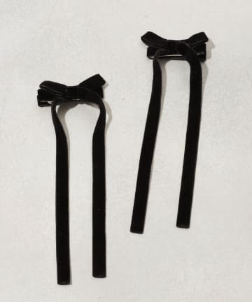 3COINS(スリーコインズ) ロングベロアリボンクリップ2個セット