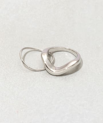 3COINS(スリーコインズ) シンプルメタルリング2個セット