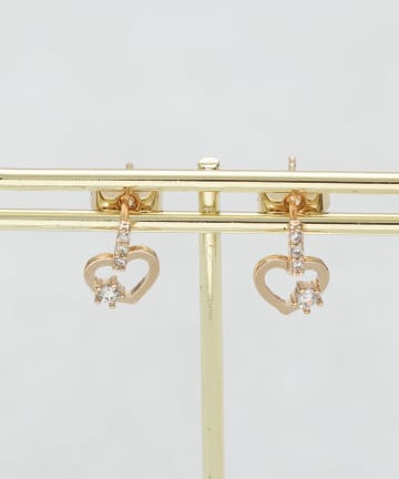 3COINS(スリーコインズ) メタルハートキラキラピアス