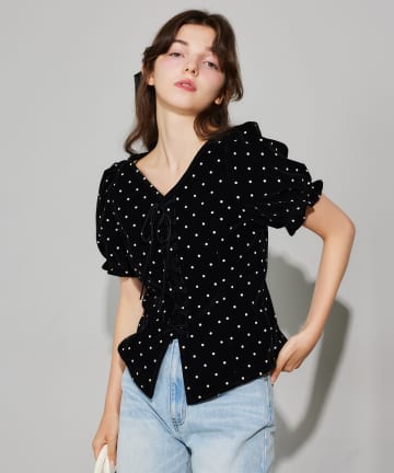 Seemi.by NICE CLAUP(シーミーバイナイスクラップ) 【Seemi.】ベロアドットブラウス