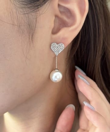 Lattice(ラティス) パールビジューハートピアス