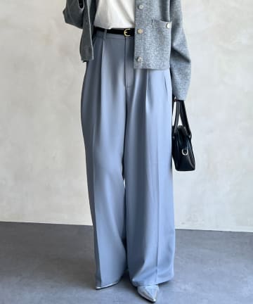 Chez toi(シェトワ) ベルト付きタックワイドパンツ