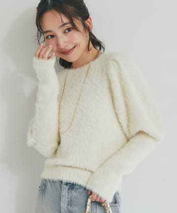 La boutique BonBon(ラブティックボンボン) 【最強モテニット】お花スパンコールラメフェザーニット