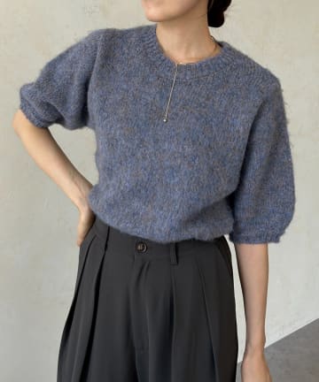 Thevon.(ゼヴォン) モヘアタッチMIXハーフスリーブニット