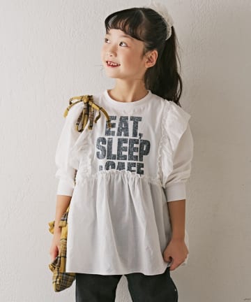 CIAOPANIC TYPY(チャオパニックティピー) 【WEB限定】【KIDS】かすれロゴ切替チュニックワンピ