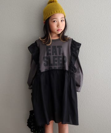 CIAOPANIC TYPY(チャオパニックティピー) 【WEB限定】【KIDS】かすれロゴ切替チュニックワンピ