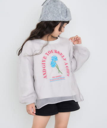 CIAOPANIC TYPY(チャオパニックティピー) 【WEB限定】【KIDS】刺繍オーガンジーレイヤード長袖カットソー