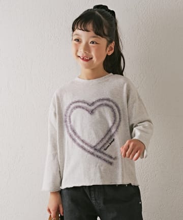 CIAOPANIC TYPY(チャオパニックティピー) 【WEB限定】【KIDS】ピグメント加工ハートモチーフ長袖カットソー