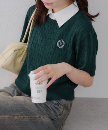 NICE CLAUP / OLIVE des OLIVE OUTLET(ナイスクラップ  / オリーブ デ オリーブ アウトレット) 【RMAF】【衿を付け替えれる！】3WAYケーブルニット