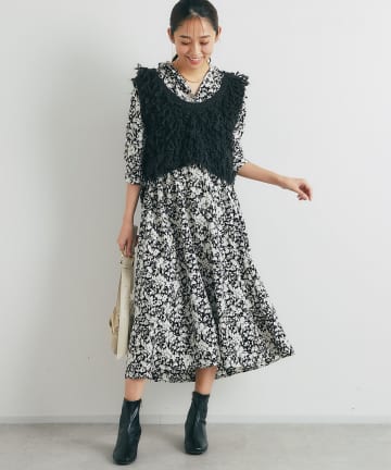 un dix cors(アンディコール) 《可憐な大人の品格》フラワープリントシャツワンピース