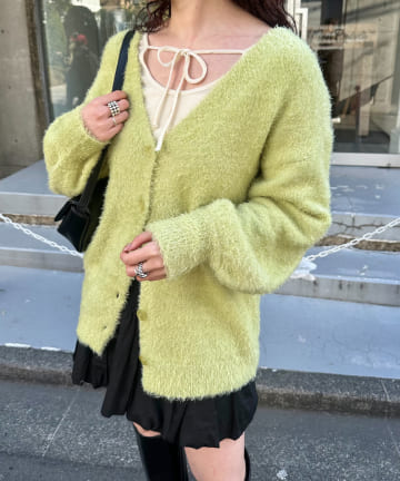 OUTLET(アウトレット) 【Kastane】ラメシャギーカーディガン