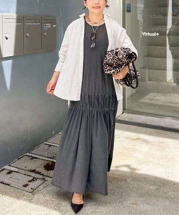 顔料染マキシ丈ワンピース