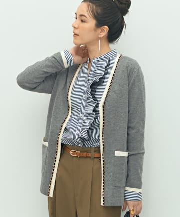 NOLLEY'S(ノーリーズ) チェーンブレード長めVネックカーディガン