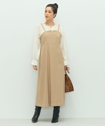 NOLLEY'S(ノーリーズ) ウォッシャブルウール調ストレッチキャミワンピース