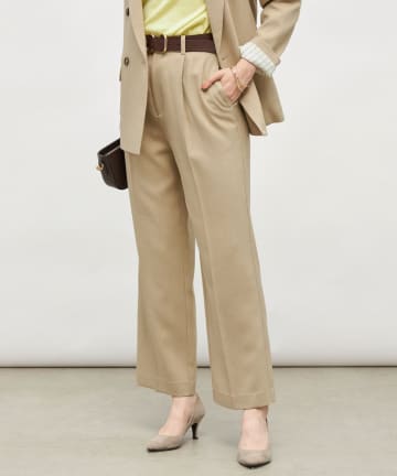 《セットアップ対応》ウォッシャブルウール調セミワイドパンツ