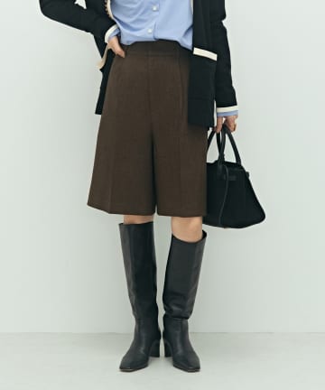 NOLLEY'S(ノーリーズ) 《セットアップ対応》ウォッシャブルウール調ストレッチハーフパンツ