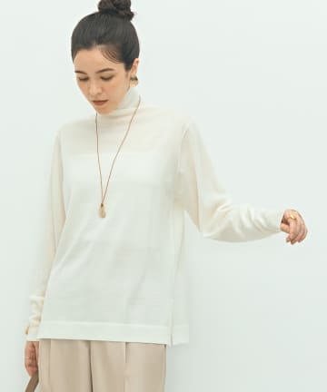 NOLLEY'S(ノーリーズ) 《手洗い可能》《アンサンブル対応》18G天竺ハイネックプルオーバーニット