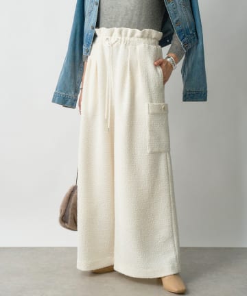 RIVE DROITE(リヴドロワ) 【旬のスタイルを叶える】カットツイードワイドパンツ