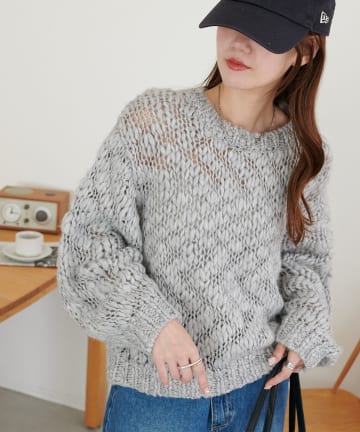 DISCOAT(ディスコート) 手編み風スラブニットプルオーバー
