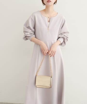 natural couture(ナチュラルクチュール) 【WEB限定】フロントZIPダンボールワンピース
