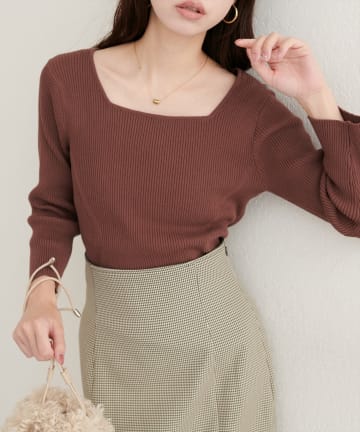 natural couture(ナチュラルクチュール) 【ako】前後2WAY7分袖リブニット