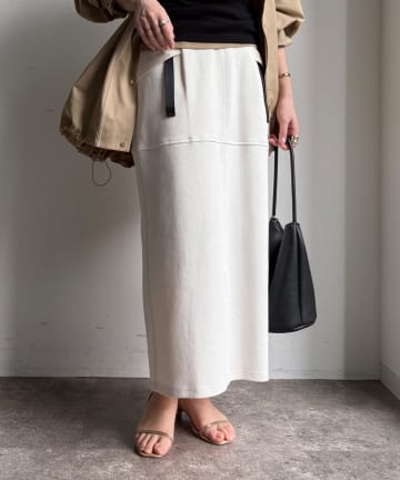 DOUDOU(ドゥドゥ) 【セットアップ対応/WEB限定】ポンチバックフレアスカート